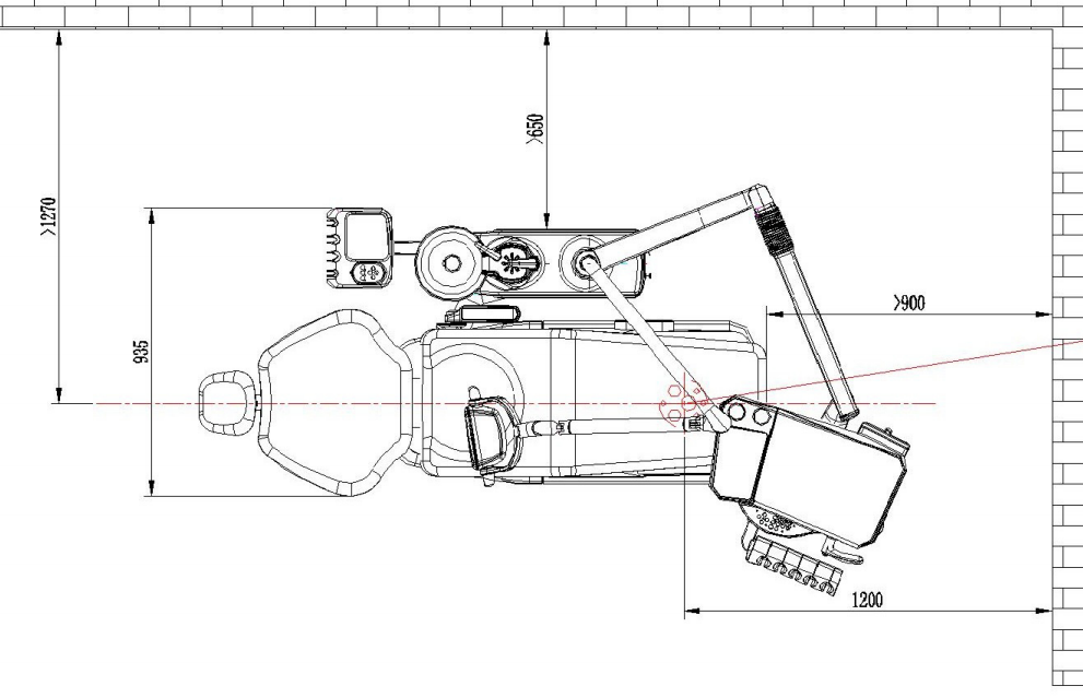dental chair size- bird view